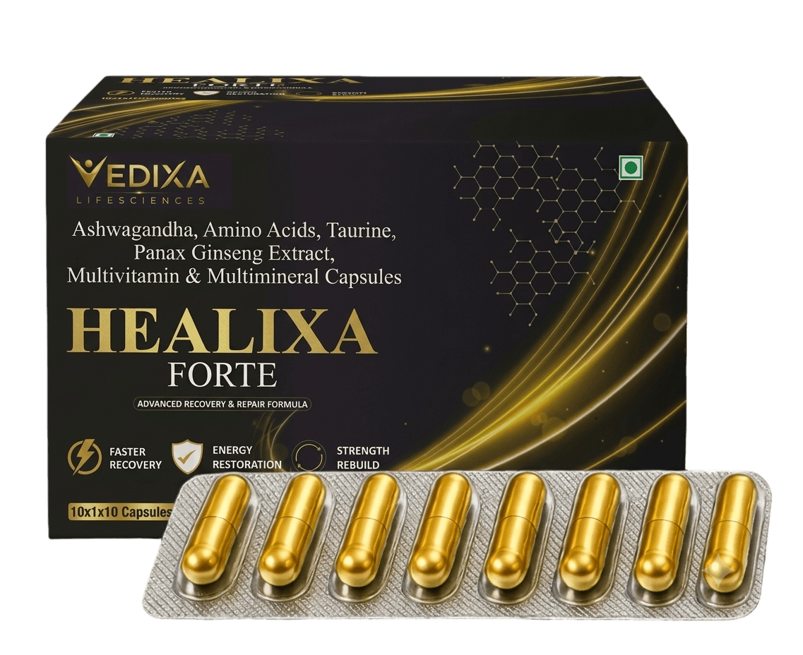 HEALIXA FORTE carton and gold capsule blister
